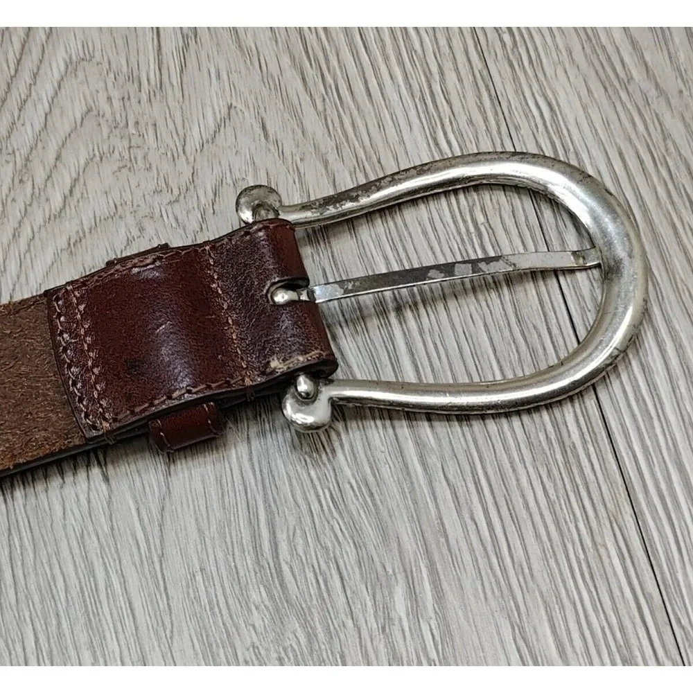 Brighton Women's Belt Brown Western Pattern Silver‎ Buckle Sz M 28